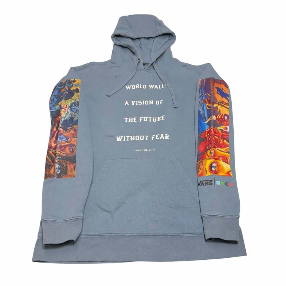 Vans x MOCA Judy Baca World Wall Sample Hoodie Men's Medium Blue